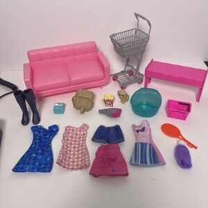 Barbie Miscellaneous Items Clothes Boots Hat Furniture Backpack Shopping Cart